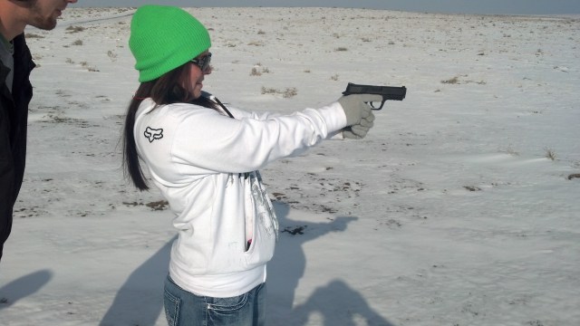 Shelby shooting the 9mm