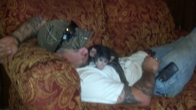 John with the baby baboon